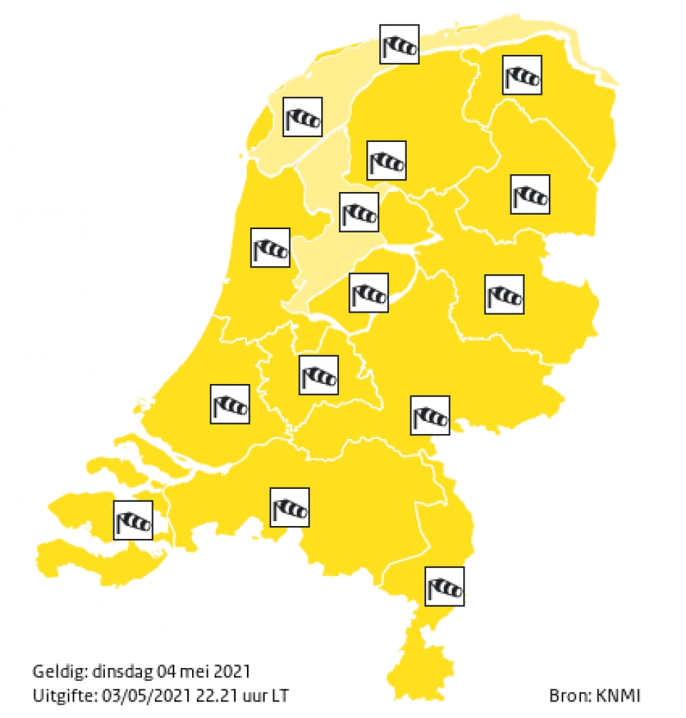 Vannacht en morgen kans op zware windstoten