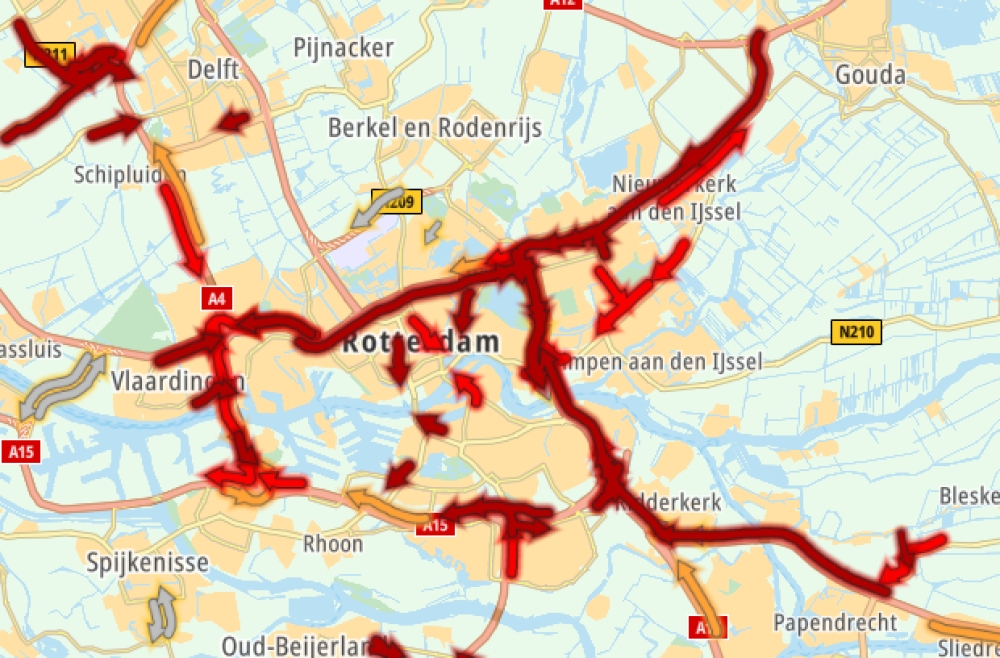 Verkeerschaos in de hele regio