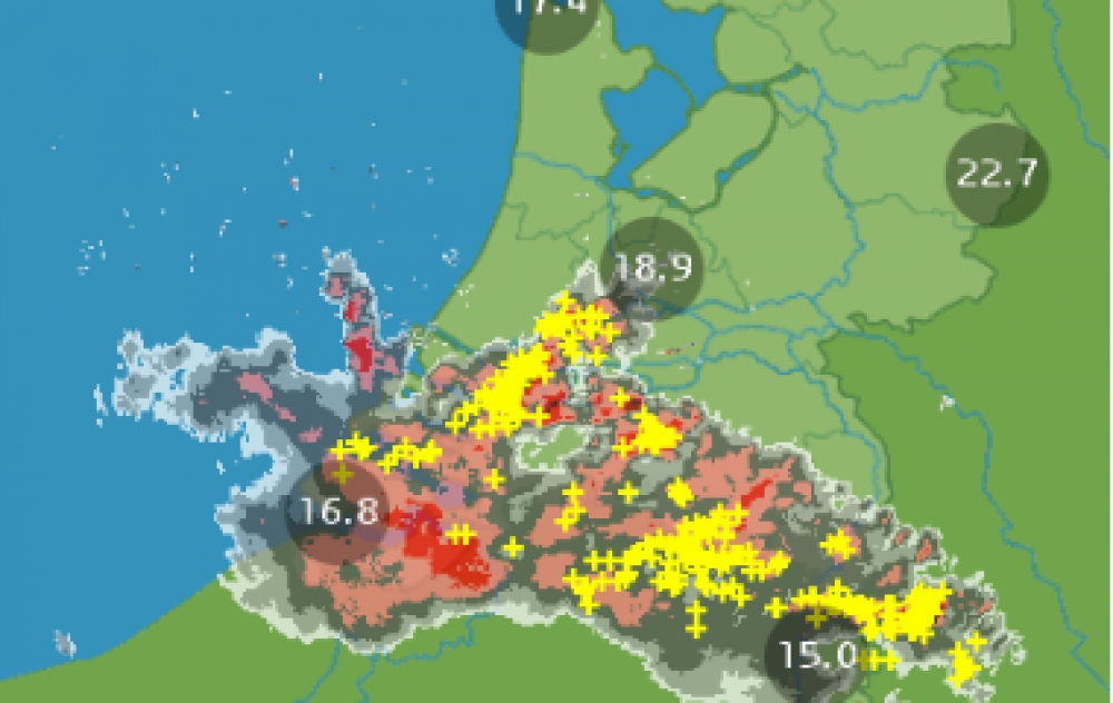 Code geel voor zwaar onweer en hagel