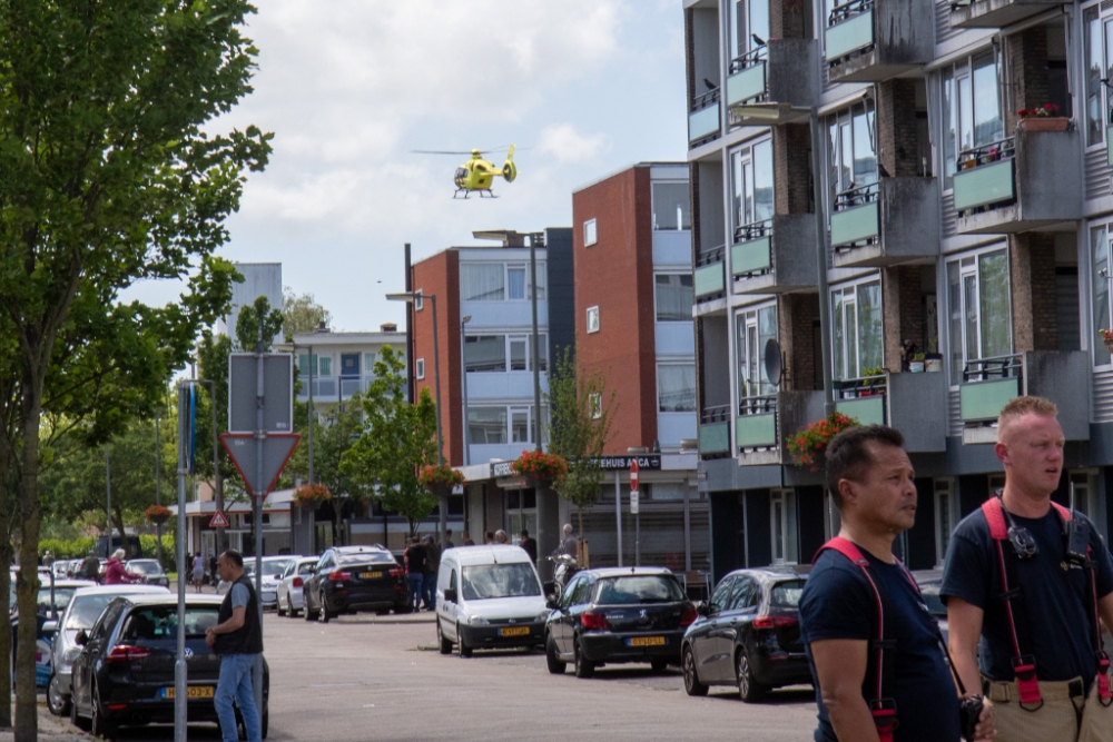 Traumahelikopter kort na landing weer vertrokken van de Nieuwe Damlaan