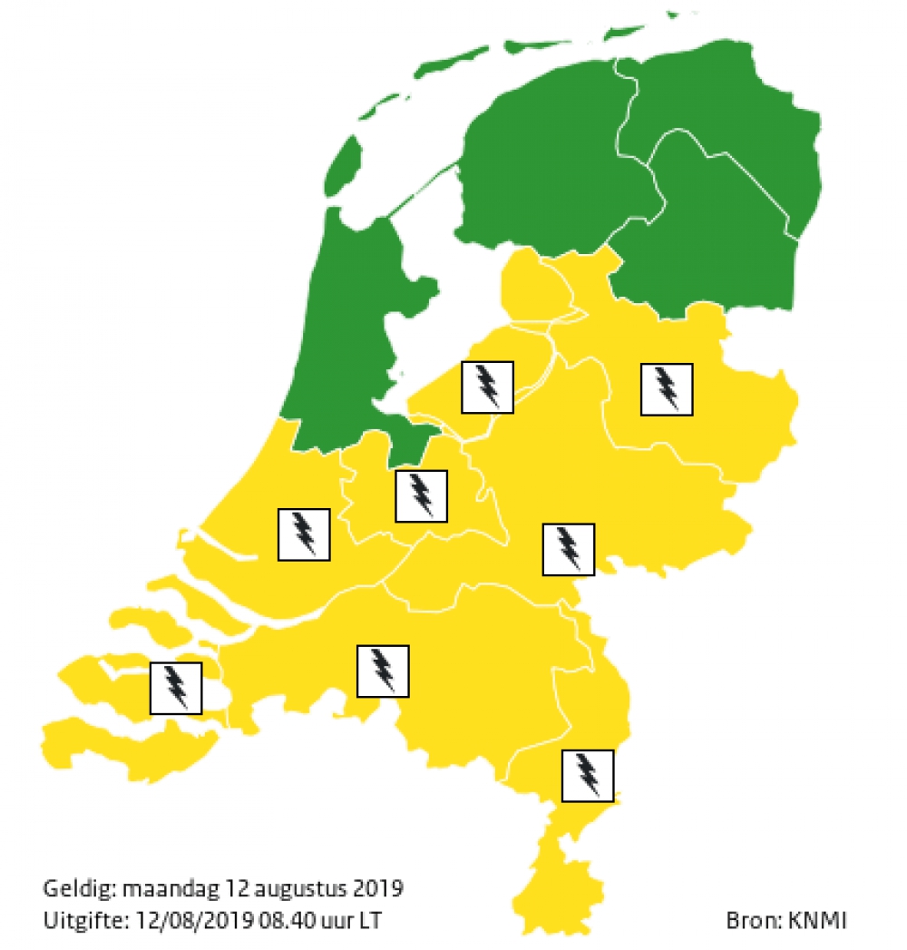 Code geel: vanmiddag en vanavond enkele pittige onweersbuien