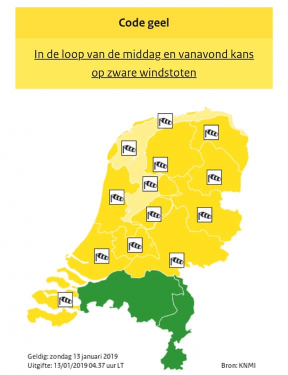 Code geel voor zware windstoten