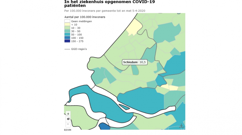 Nu 24 ( +1) Schiedammers opgenomen in het ziekenhuis