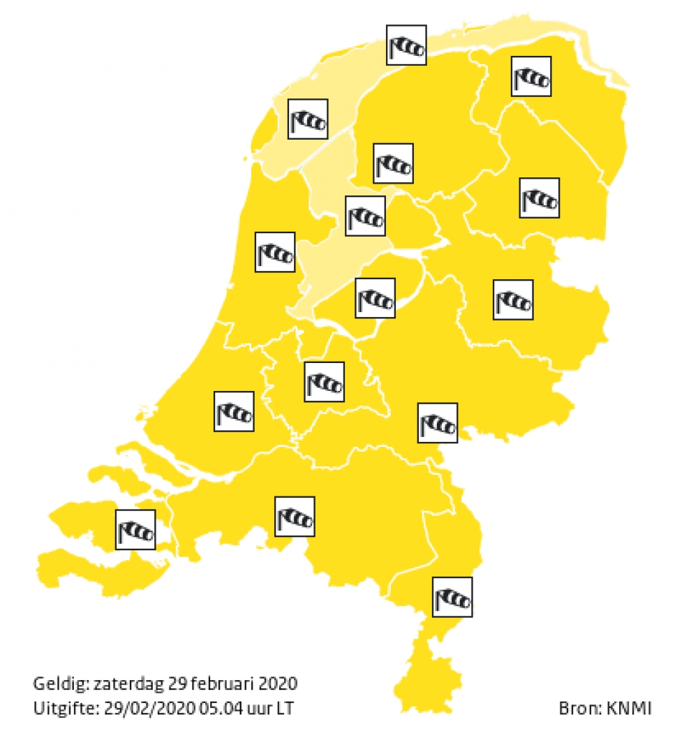 Wéér code geel voor zware windstoten