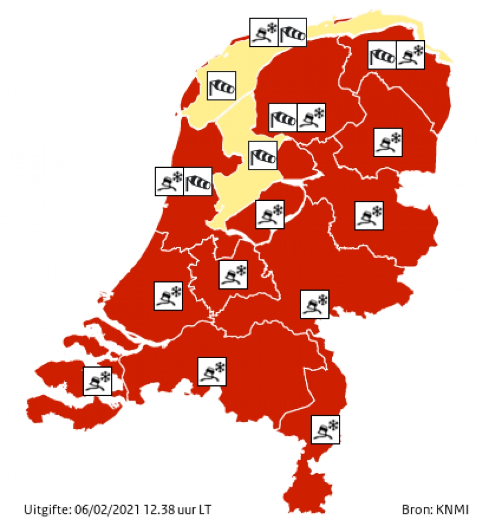 KNMI geeft voor zondag code rood af: een weeralarm