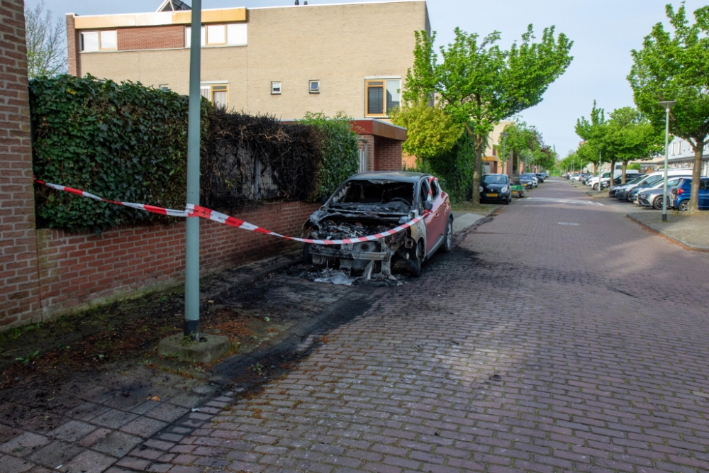 Geparkeerde auto en heg gaan in vlammen op