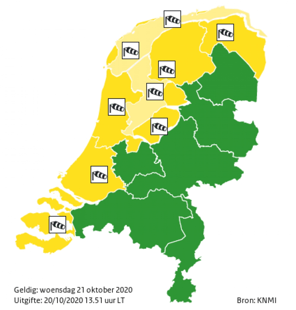 Code geel voor woensdagmiddag en -avond