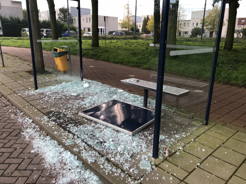 Vandalen slopen bushokje