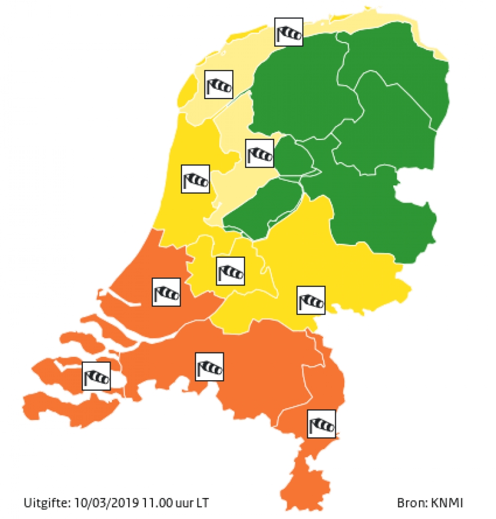 Code oranje: Vanmiddag zeer zware windstoten