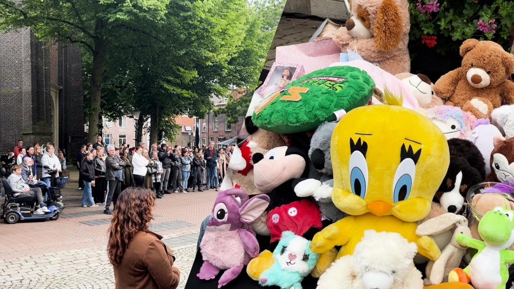 Vlaardings pleegmeisje gesteund voor Stadhuis met bloemen, knuffels en kaarsjes