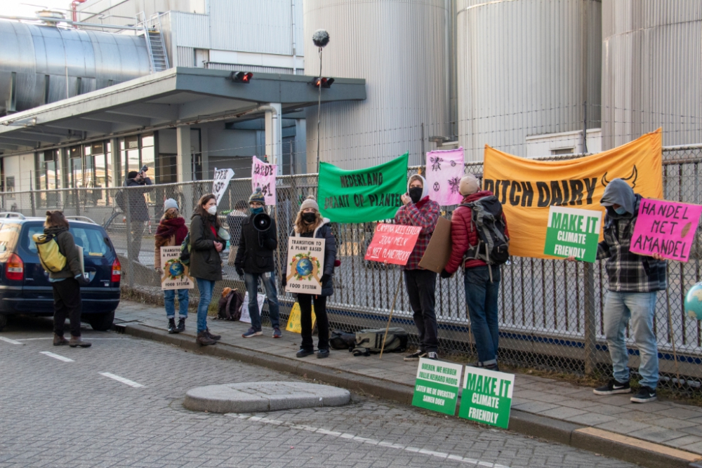 Gebouw Friesland Campina in Spaanse Polder bezet door Animal Rebellion en Extinction Rebellion