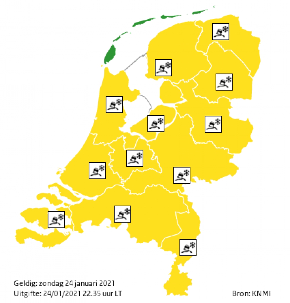 Code geel: gladheid door sneeuw of bevriezing