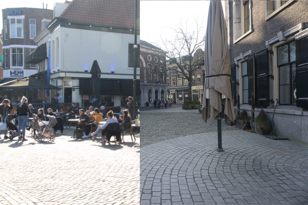 Terrassen in Vlaardingen wel open (en een tijd gedoogd) in Schiedam niet