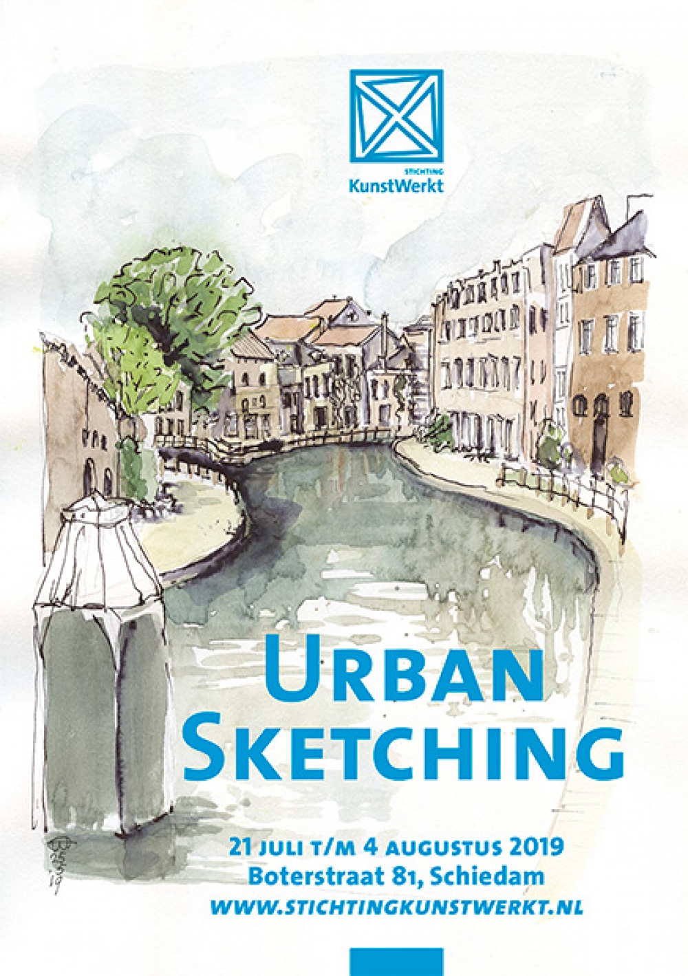 Urban Sketching expositie bij Stichting KunstWerkt in Ruimte in Beweging