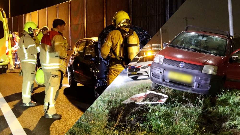 In één nacht twee auto&#039;s uit de bocht op de snelwegen bij Schiedam