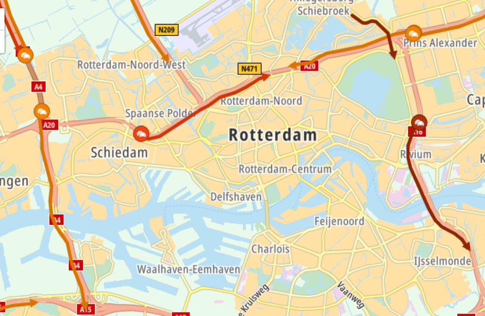 Twee pechgevallen op de A20 zorgen voor file