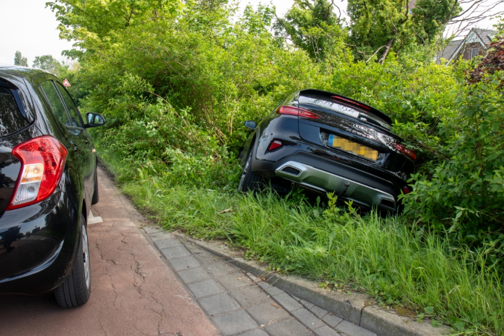 Auto belandt in de bosjes na botsing in Vlaardingen