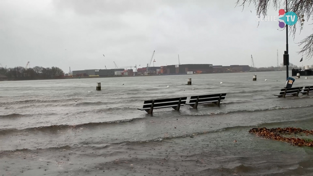 Hoog water en windstoten vanmiddag: Maasboulevard loopt onder